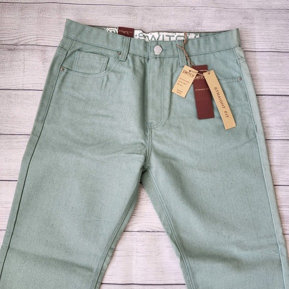 Men's Mint Green Straight Fit Denim Jeans 34x32 - Picture 2 of 9